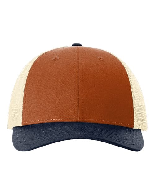 Richardson 6423 M/L / Dark Orange/ Birch/ Patriot Blue 115-Low Pro Trucker Cap