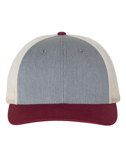 Richardson 6423 M/L / Heather Grey/ Birch/ Cardinal 115-Low Pro Trucker Cap