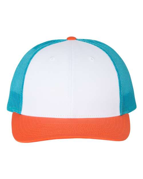Richardson 6423 M/L / White/ Blue Hawaiin/ Pale Orange 115-Low Pro Trucker Cap