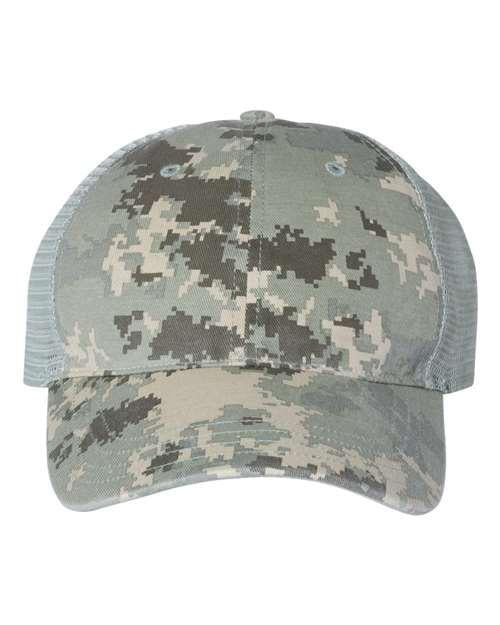 Richardson 6847 Adjustable / Military Digital Camo/ Light Green 111P-Garment Washed Printed Trucker Cap