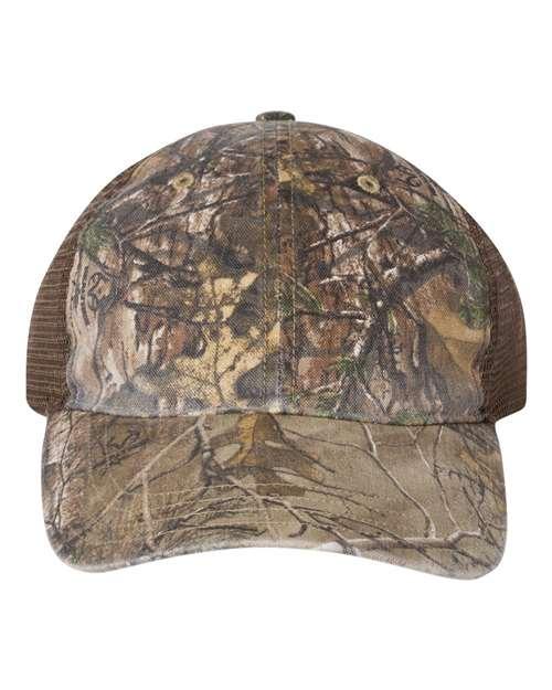 Richardson 6847 Adjustable / Realtree Edge/ Brown 111P-Garment Washed Printed Trucker Cap
