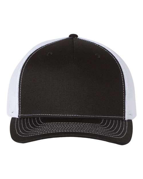 Richardson 7614 Adjustable / Black/ White 112FP-Five-Panel Trucker Cap