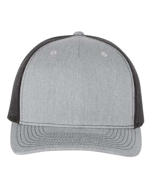 Richardson 7614 Adjustable / Heather Grey/ Black 112FP-Five-Panel Trucker Cap