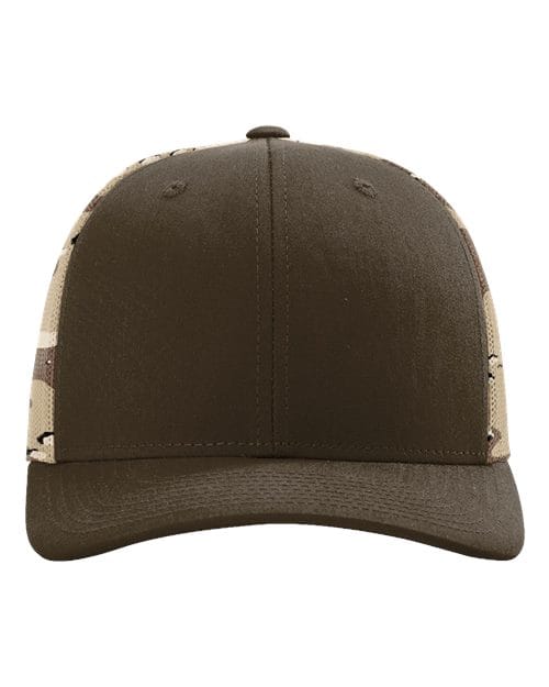 Richardson 8344 Adjustable / Brown/ Desert Camo 112PM-Printed Mesh Trucker Cap