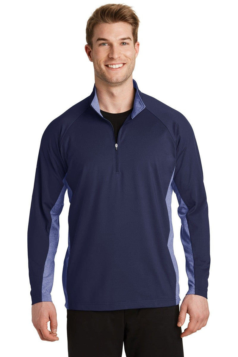 Sport-Tek Activewear XS / True Navy/ True Navy Heather Sport-Tek ST854: Sport-Wick Stretch Contrast 1/2-Zip Pullover