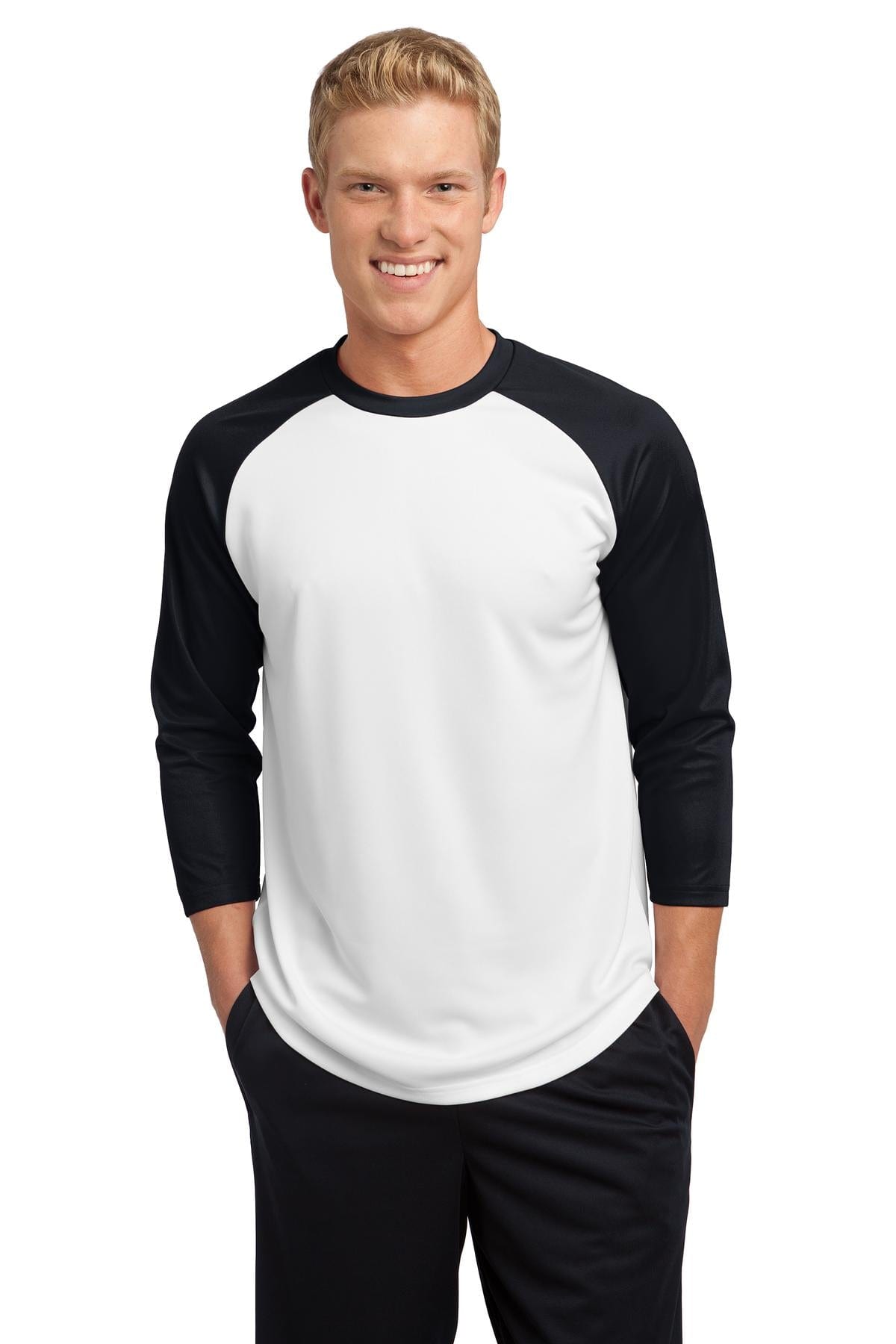 Sport-Tek Activewear XS / White/Black DISCONTINUED  Sport-Tek ®  PosiCharge ®  Baseball Jersey. ST205