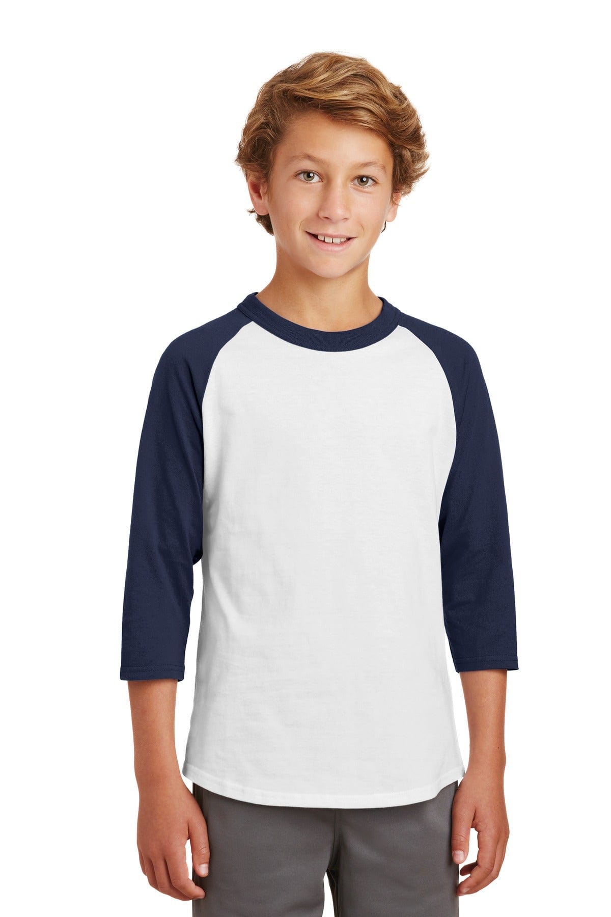 Sport-Tek Activewear XS / White/ Navy Sport-Tek YT200: Youth Colorblock Raglan Jersey