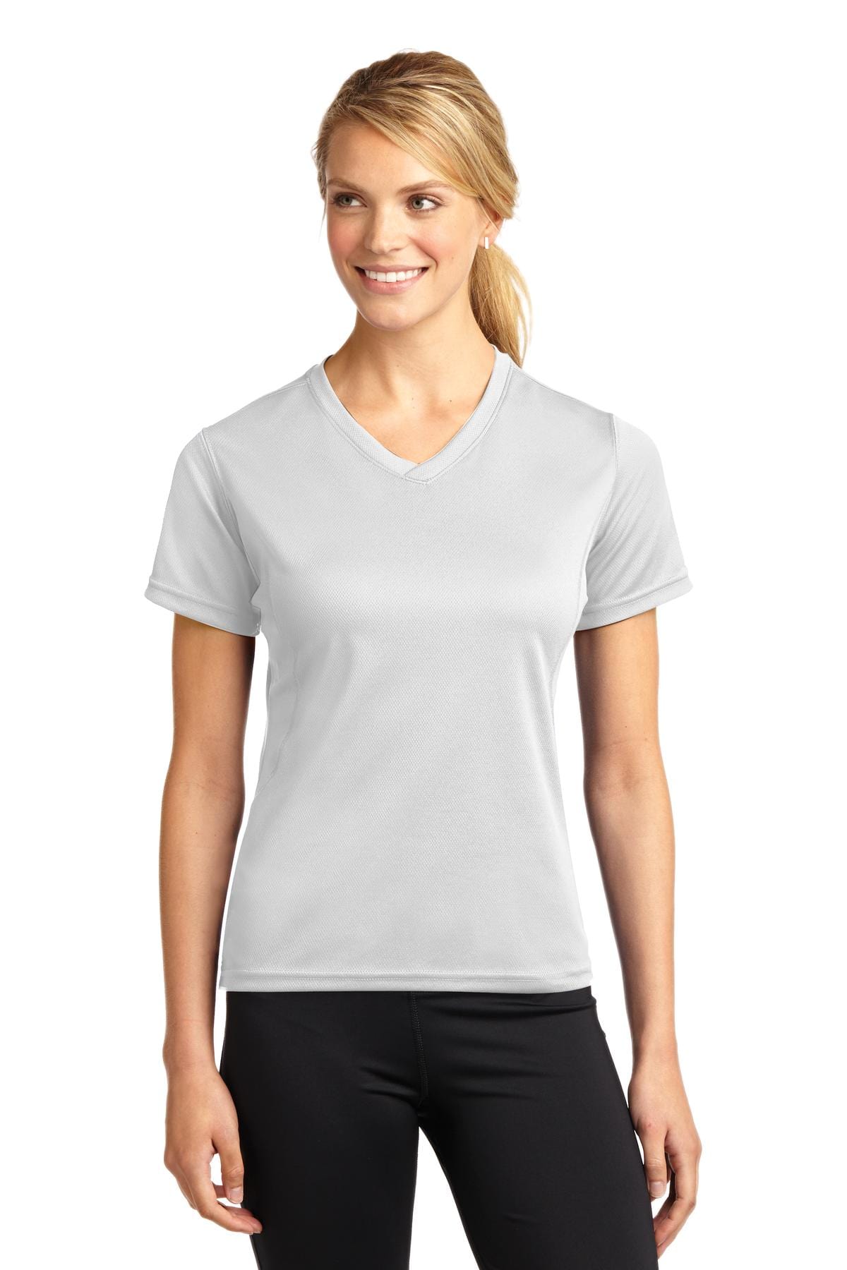 Sport-Tek Activewear XXL / White DISCONTINUED  Sport-Tek ®  Dri-Mesh ®  Ladies V-Neck T-Shirt.  L468V