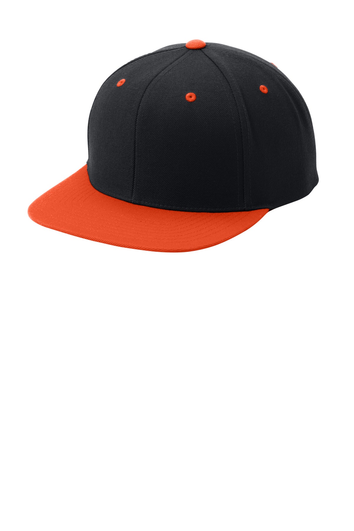 Sport-Tek Headwear OSFA / Black/ Deep Orange Sport-Tek STC19 Yupoong Flat Bill Snapback Cap