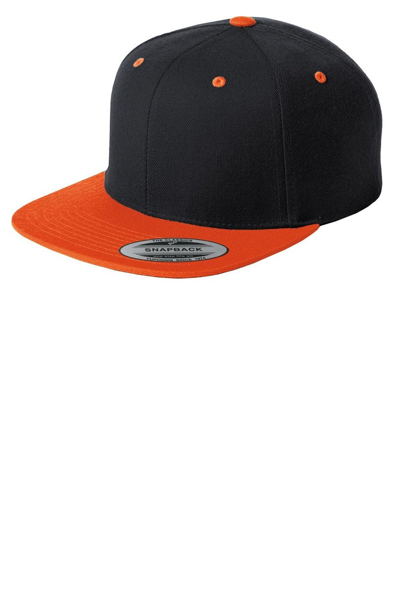 Sport-Tek Headwear OSFA / Black/ Deep Orange Sport-Tek STC19: Yupoong Flat Bill Snapback Cap