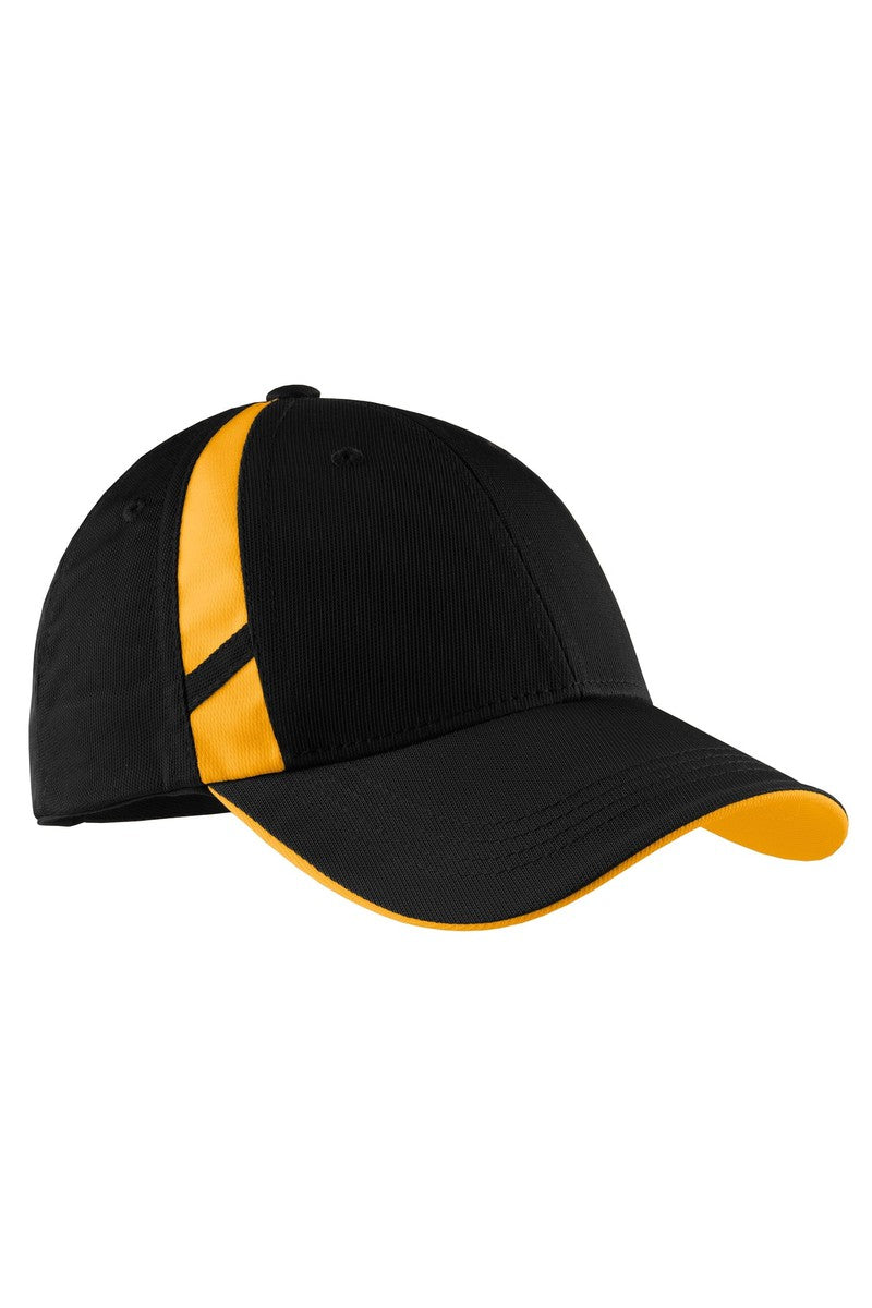 Sport-Tek Headwear OSFA / Black/ Gold Sport-Tek STC12: Dry Zone Mesh Inset Cap