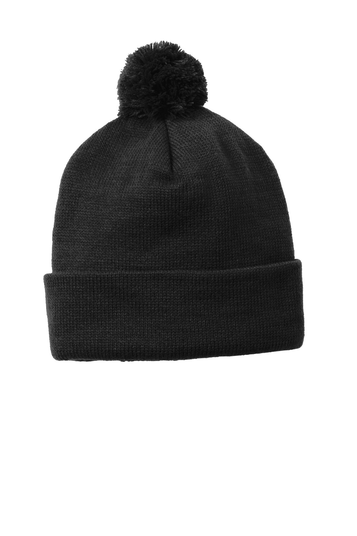 Sport-Tek Headwear OSFA / Black Sport-Tek STC37 Solid Pom Pom Beanie