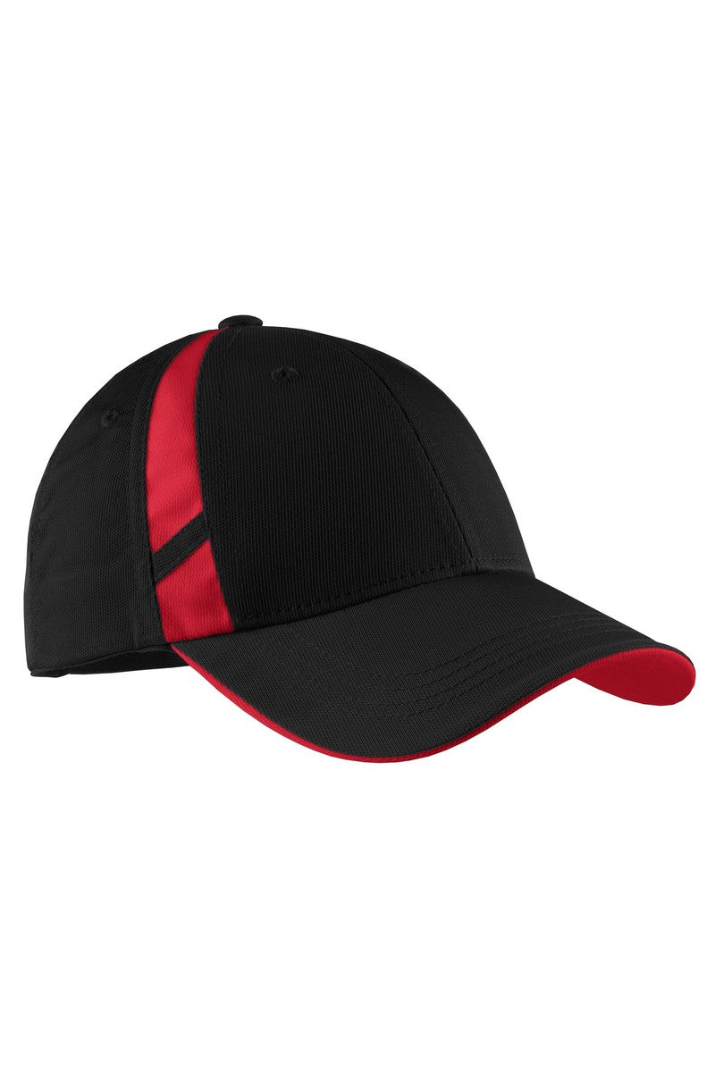 Sport-Tek Headwear OSFA / Black/ True Red Sport-Tek STC12: Dry Zone Mesh Inset Cap