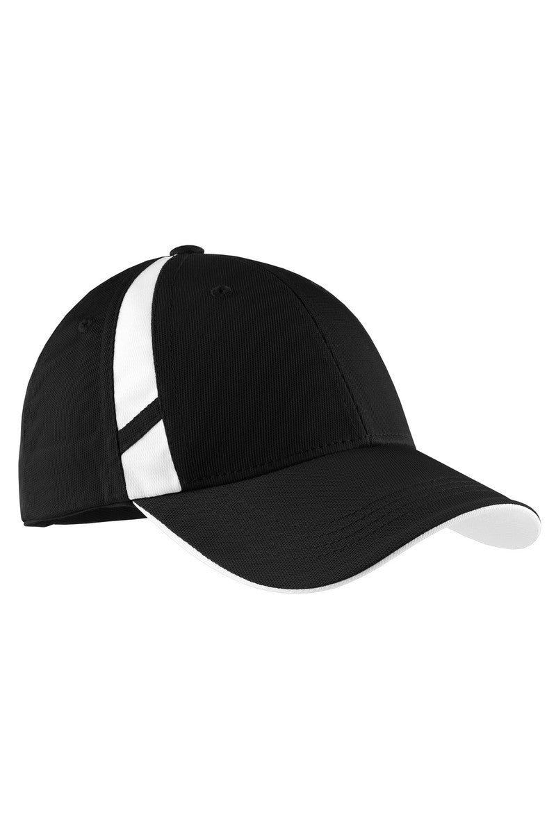 Sport-Tek Headwear OSFA / Black/ White Sport-Tek STC12: Dry Zone Mesh Inset Cap
