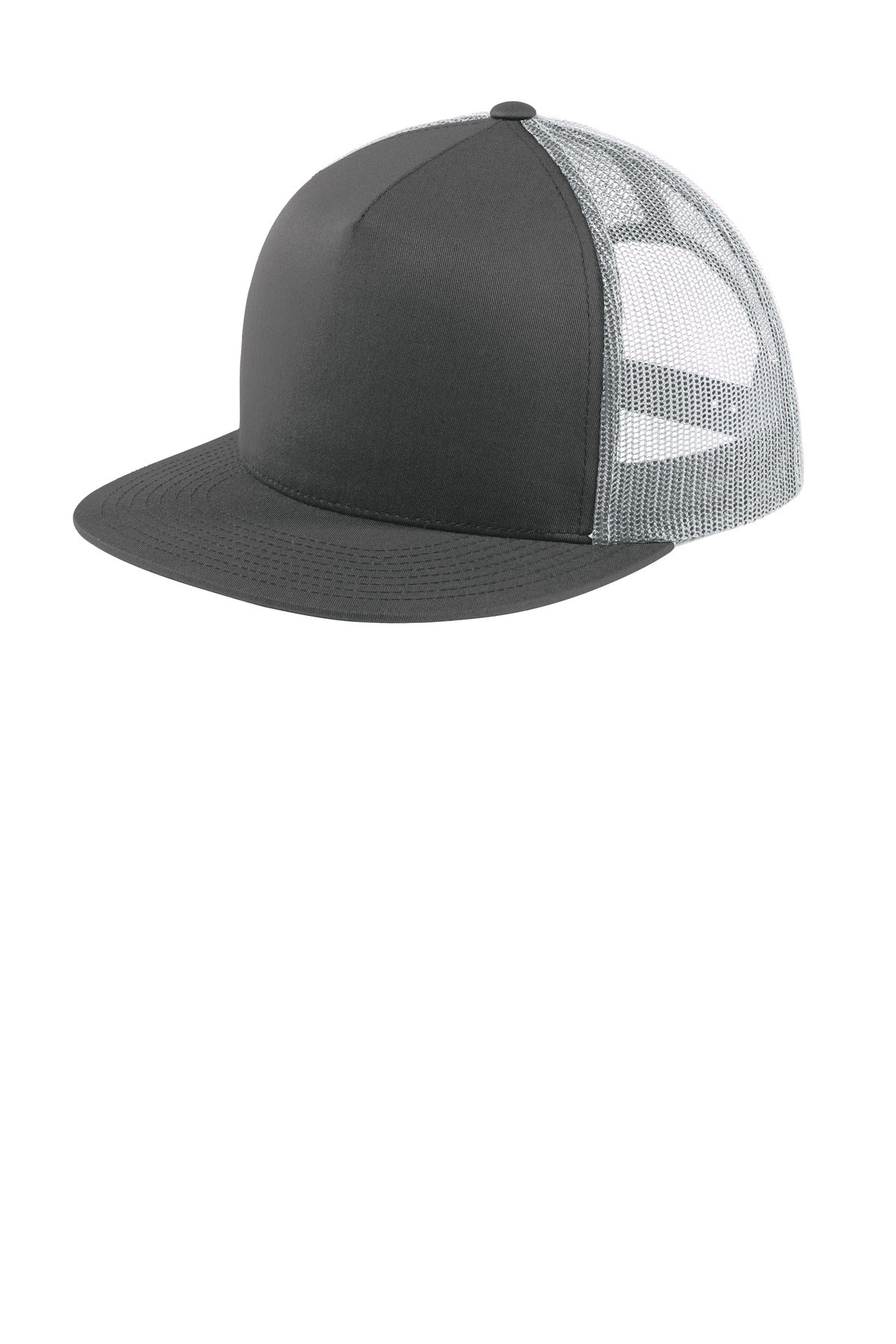 Sport-Tek Headwear OSFA / Graphite/ White Sport-Tek STC38 Yupoong 5-Panel Classic Trucker Mesh Back Cap