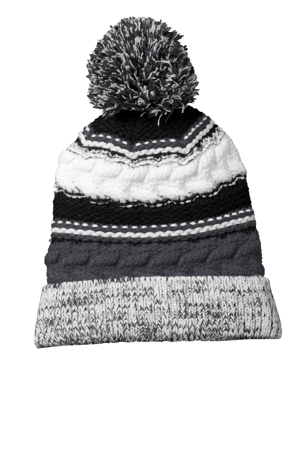 Sport-Tek Headwear OSFA / Iron Grey/ Black/ White Sport-Tek STC21 Pom Pom Team Beanie