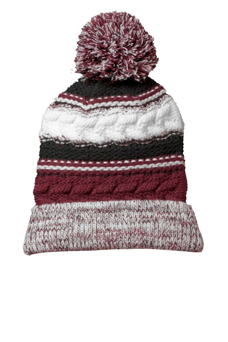 Sport-Tek Headwear OSFA / Maroon/ Black/ White Sport-Tek STC21: Pom Pom Team Beanie