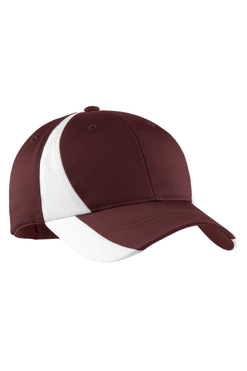 Sport-Tek Headwear OSFA / Maroon/ White Sport-Tek STC11: Dry Zone Nylon Colorblock Cap