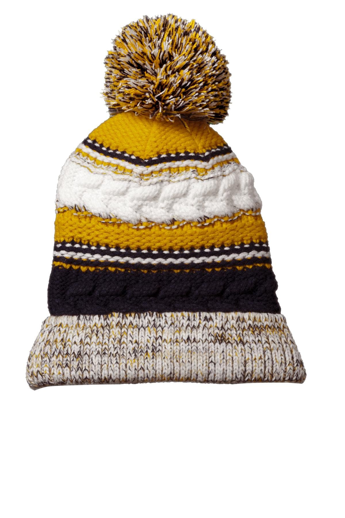Sport-Tek Headwear OSFA / True Navy/ Gold/ White Sport-Tek STC21 Pom Pom Team Beanie