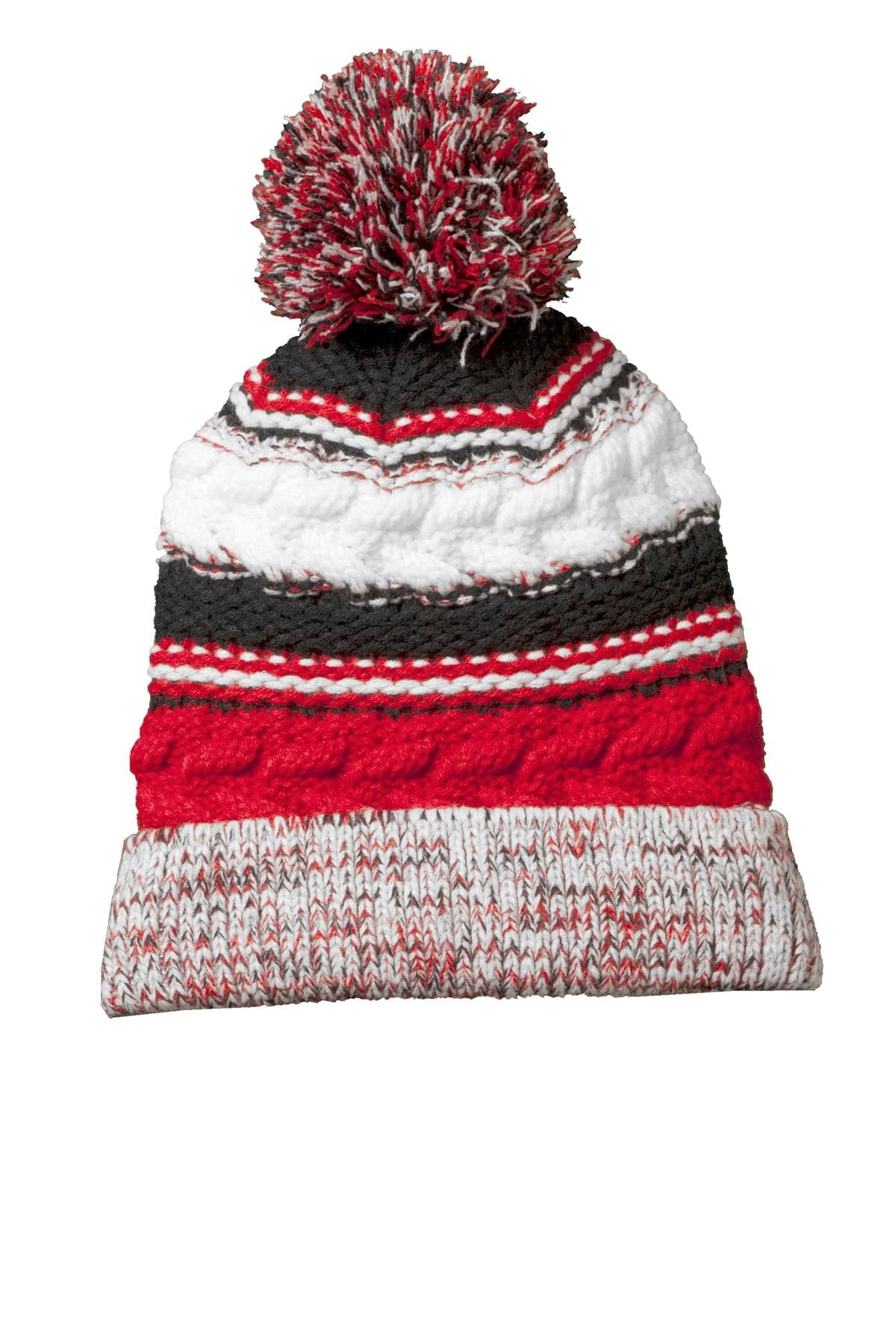 Sport-Tek Headwear OSFA / True Red/ Black/ White Sport-Tek STC21 Pom Pom Team Beanie