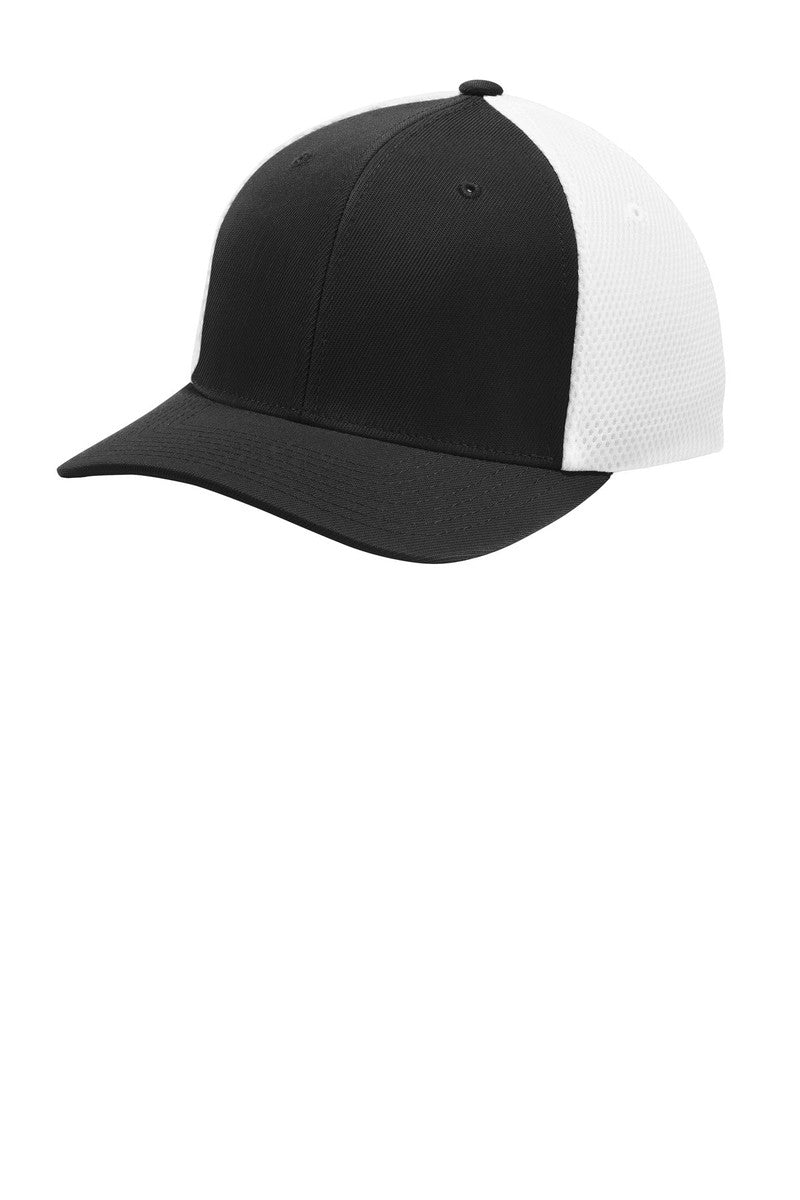 Sport-Tek Headwear S/M / Black/ White Sport-Tek STC40: Flexfit Air Mesh Back Cap