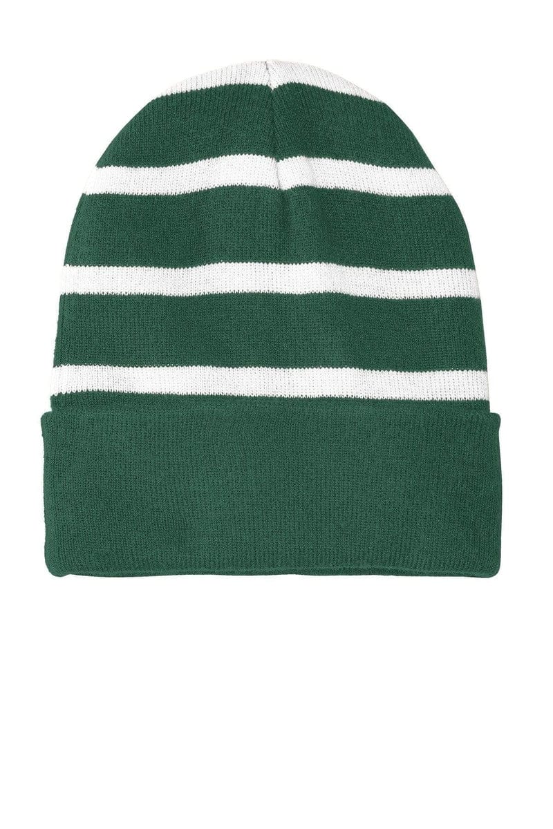 Sport-Tek Headwear Sport-Tek STC31: Striped Beanie with Solid Band