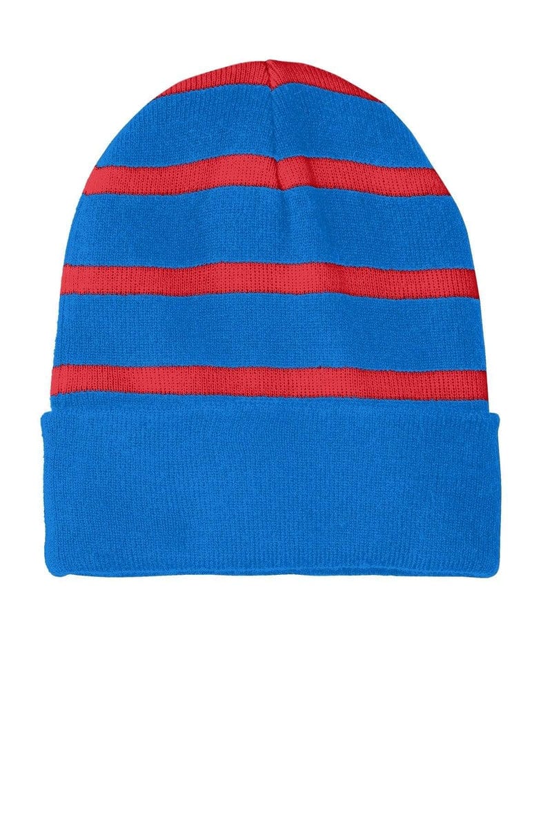 Sport-Tek Headwear Sport-Tek STC31: Striped Beanie with Solid Band