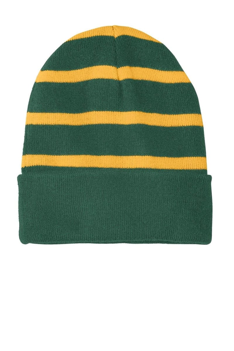 Sport-Tek Headwear Sport-Tek STC31: Striped Beanie with Solid Band