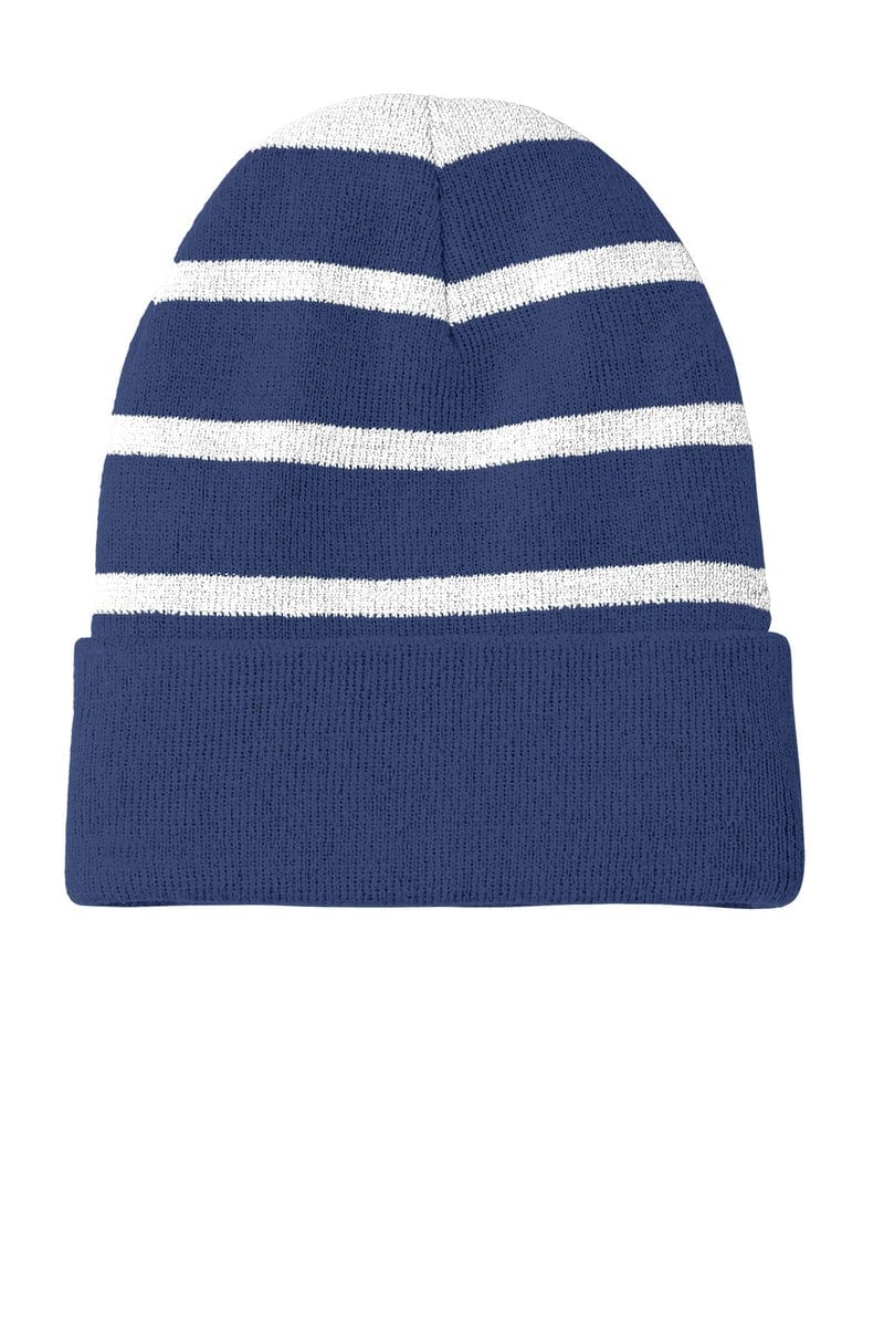 Sport-Tek Headwear Sport-Tek STC31: Striped Beanie with Solid Band