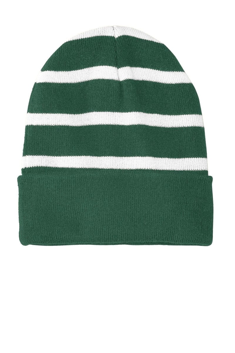 Sport-Tek Headwear Sport-Tek STC31: Striped Beanie with Solid Band