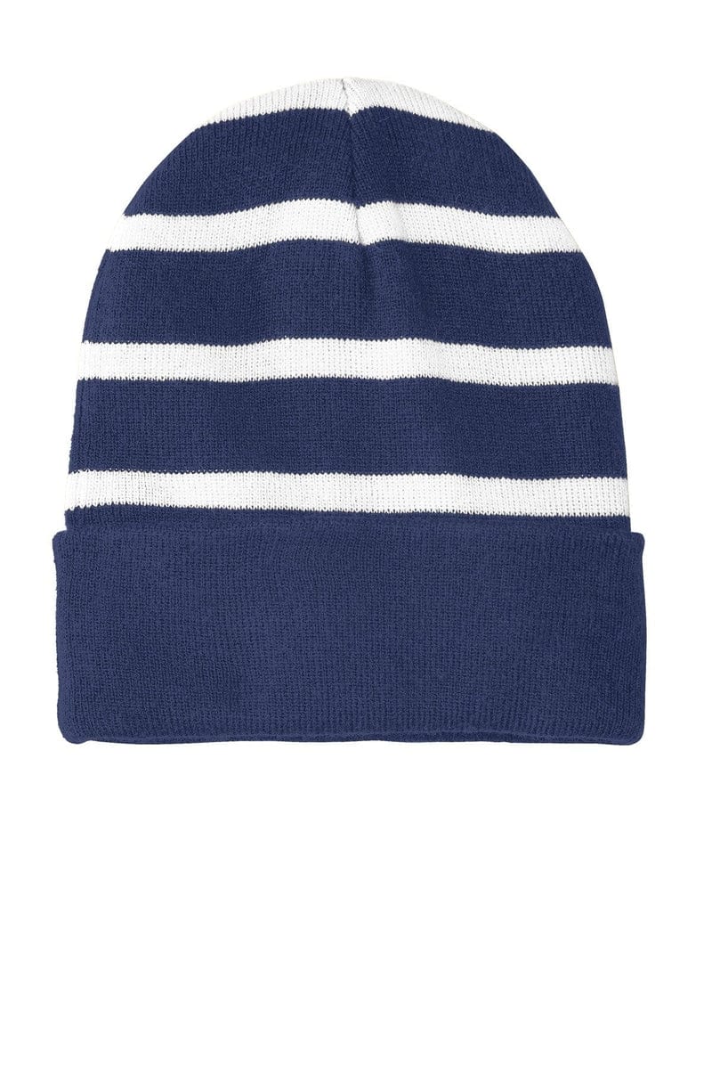 Sport-Tek Headwear Sport-Tek STC31: Striped Beanie with Solid Band