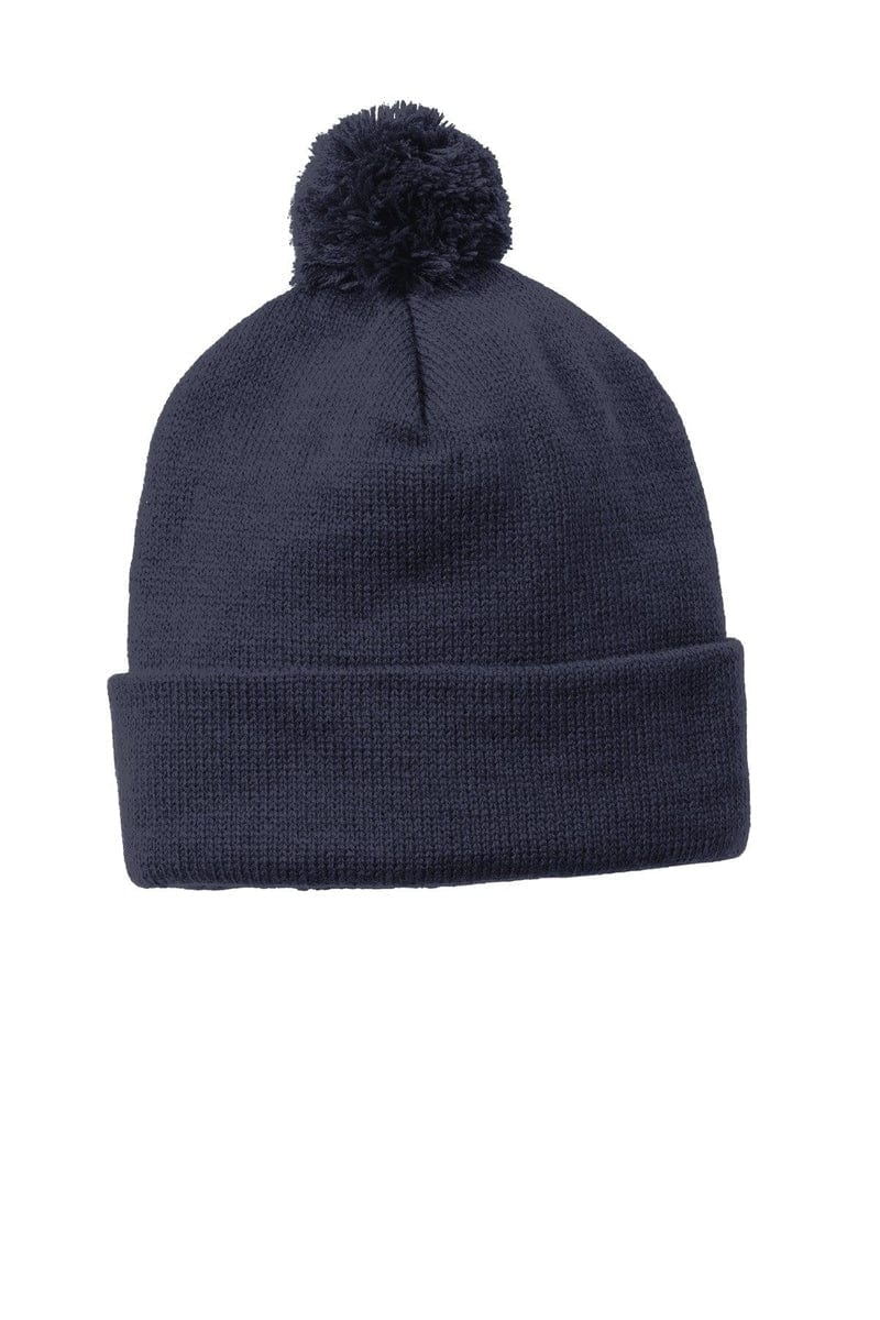 Sport-Tek Headwear Sport-Tek STC37: Solid Pom Pom Beanie
