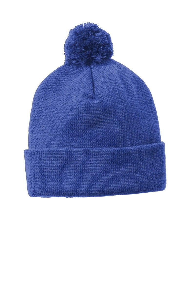 Sport-Tek Headwear Sport-Tek STC37: Solid Pom Pom Beanie