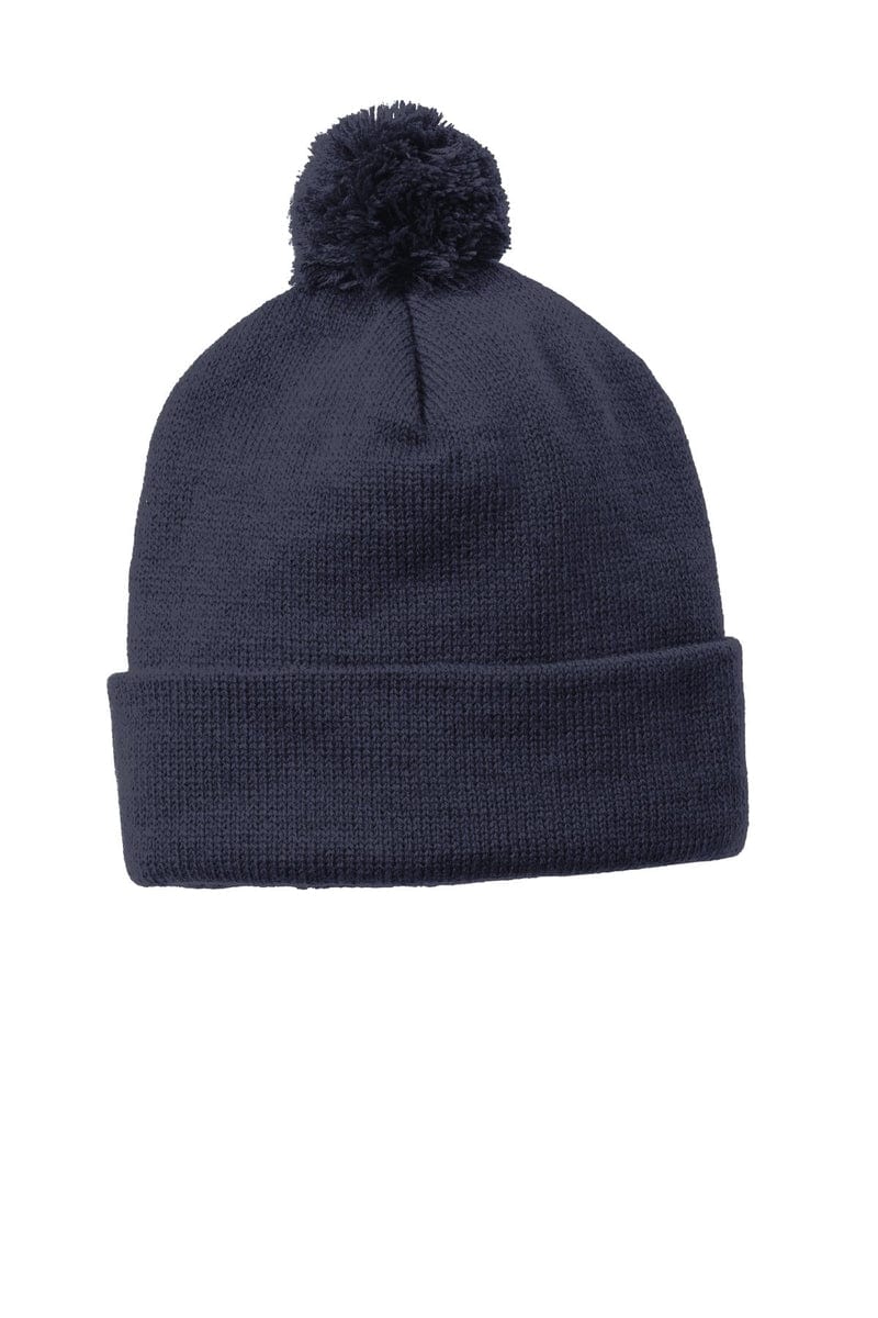Sport-Tek Headwear Sport-Tek STC37: Solid Pom Pom Beanie