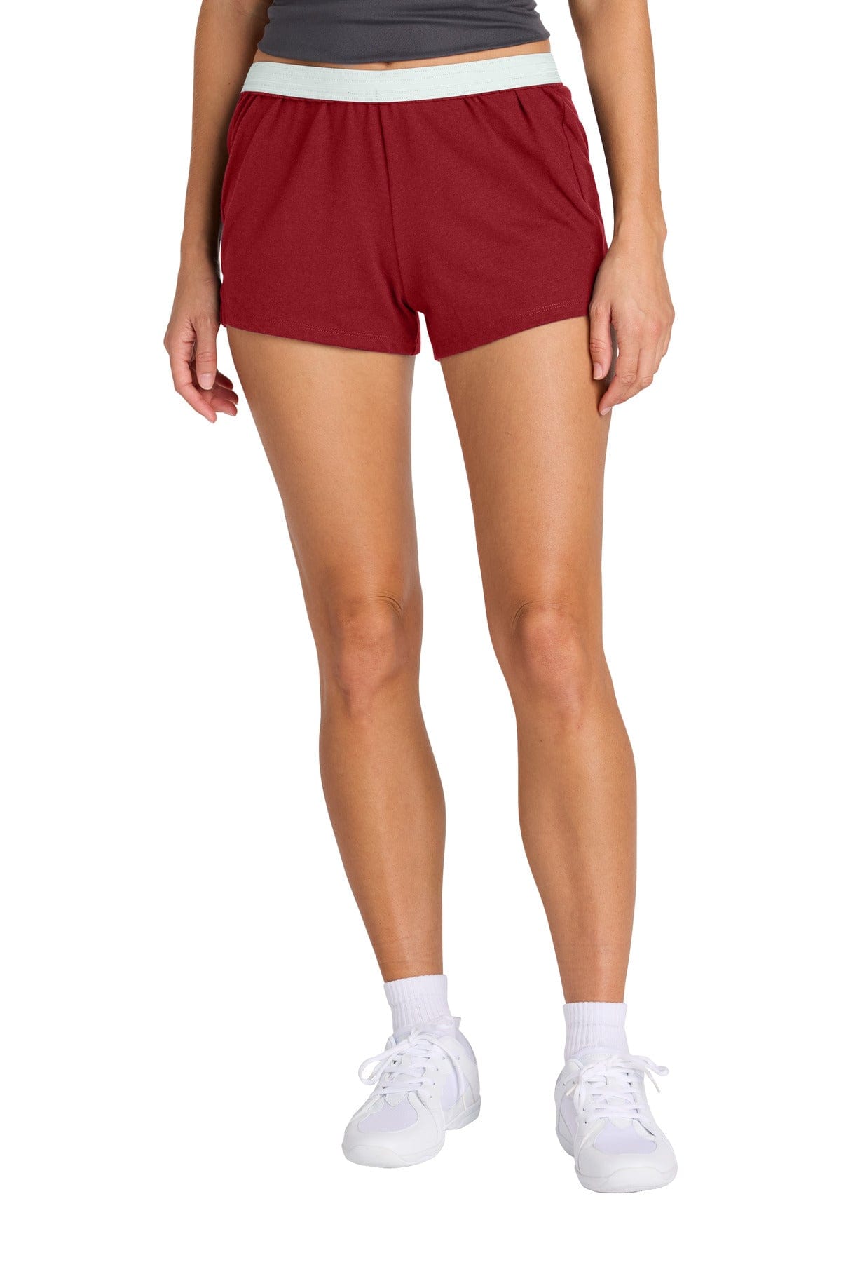 Sport-Tek ® Women's Jersey Knit Squad Short LST311 in Deep Red