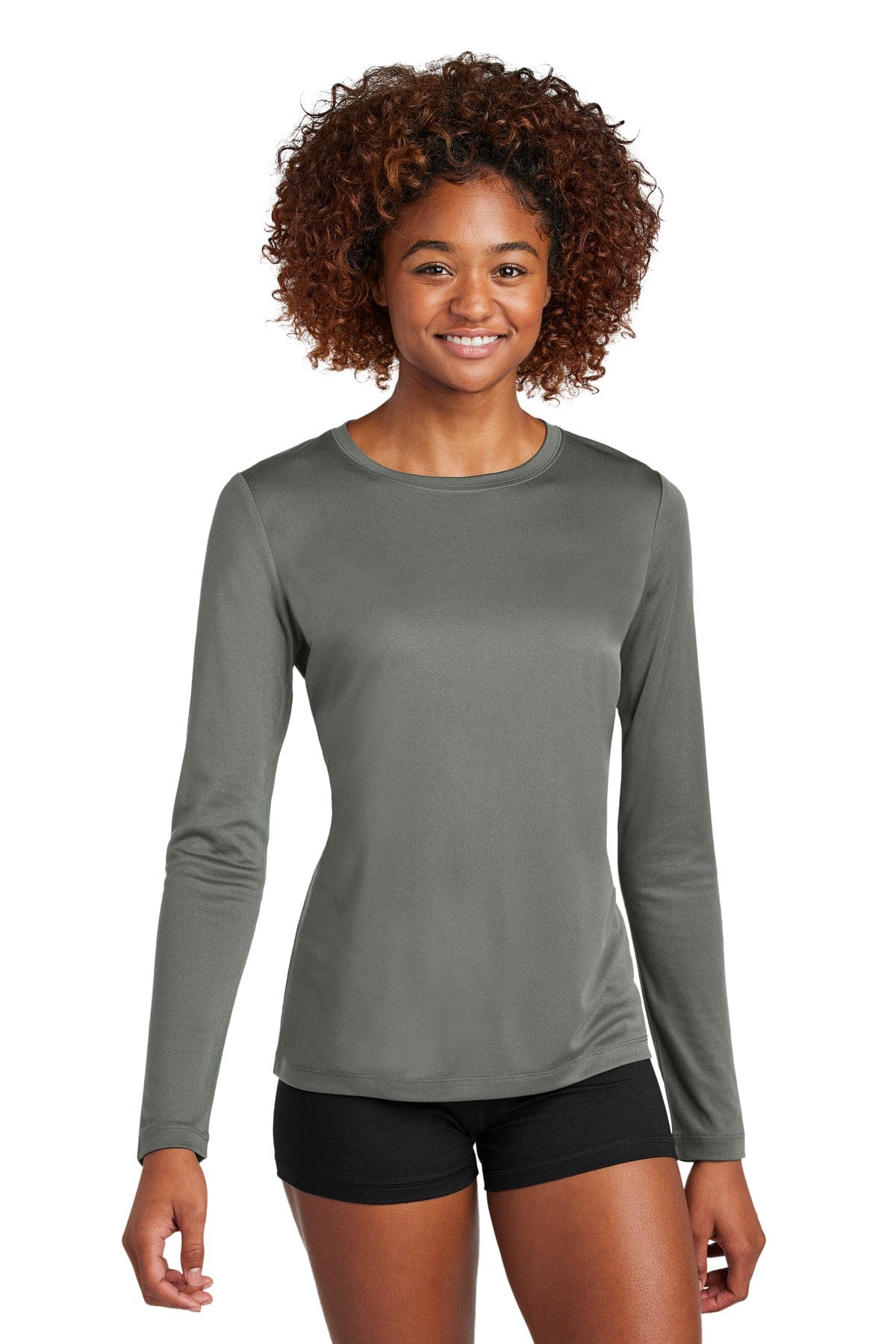 Sport-Tek ® Women's Posi-UV ® Pro Long Sleeve LST420LS in Dark Smoke Grey