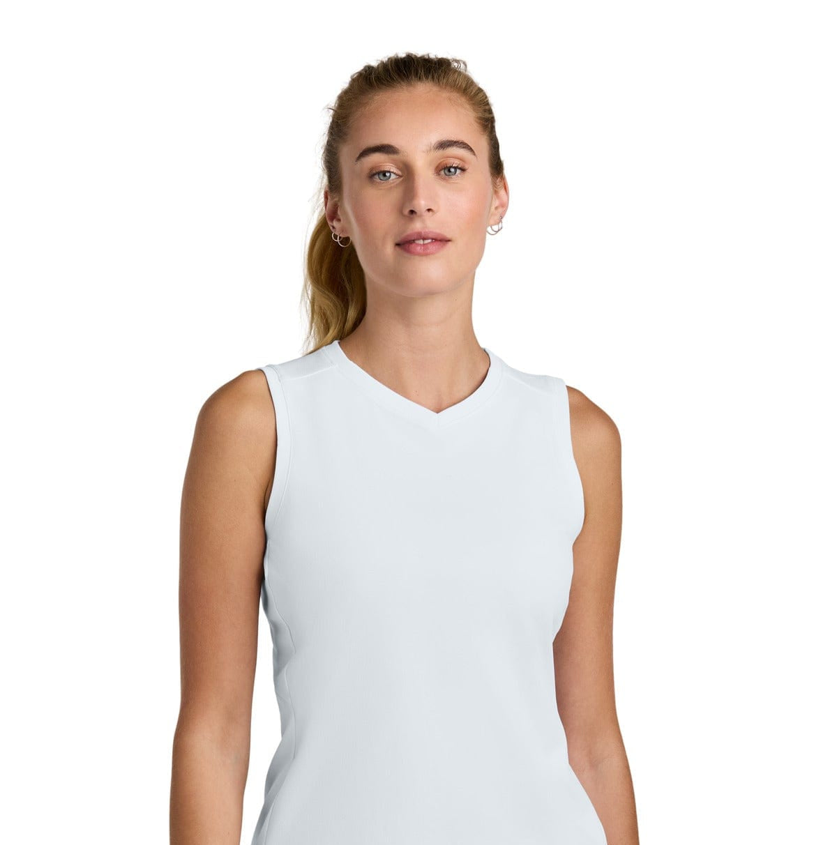 Sport-Tek ® Women's Club Sleeveless V-Neck LST441 in White/ White