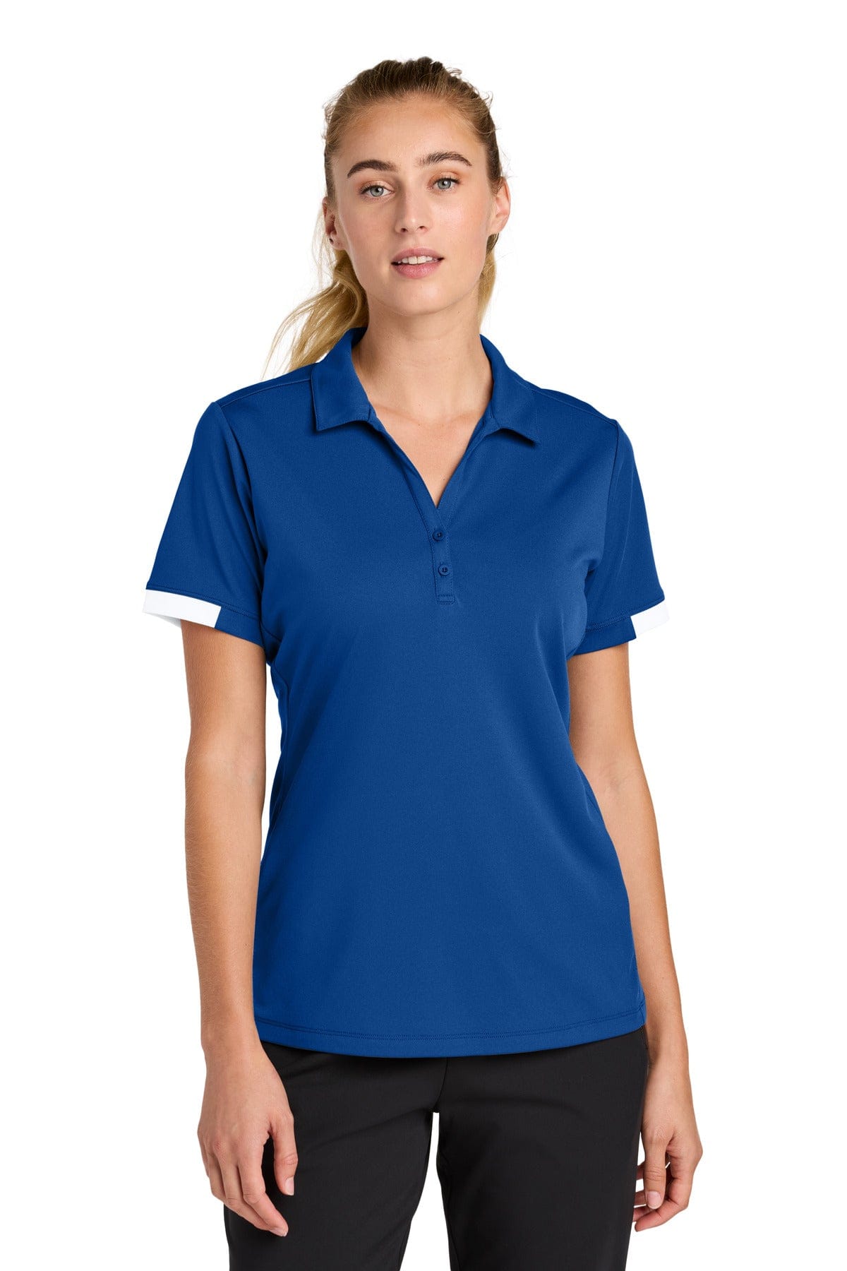 Sport-Tek ® Women's Club Colorblock Polo LST444 in True Royal/ White