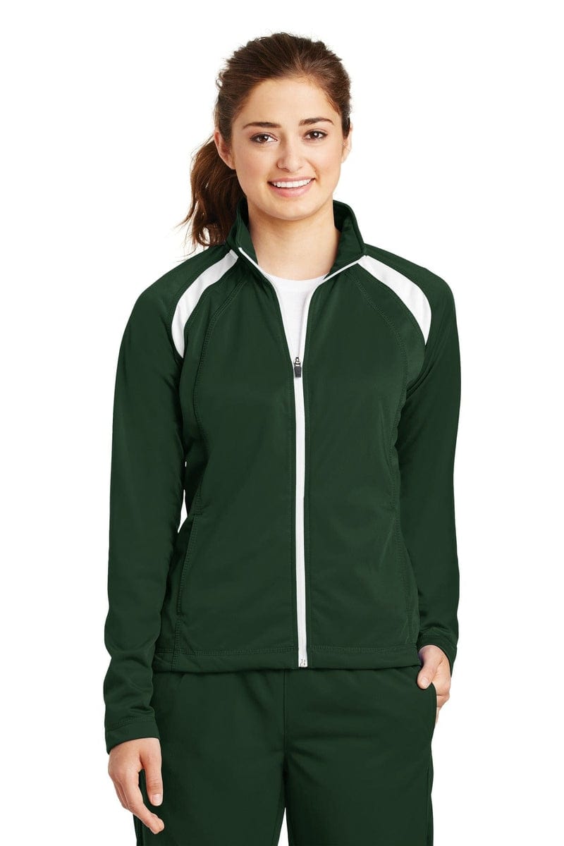 Sport-Tek Outerwear 4XL / Forest Green/ White Sport-Tek LST90: Ladies Tricot Track Jacket
