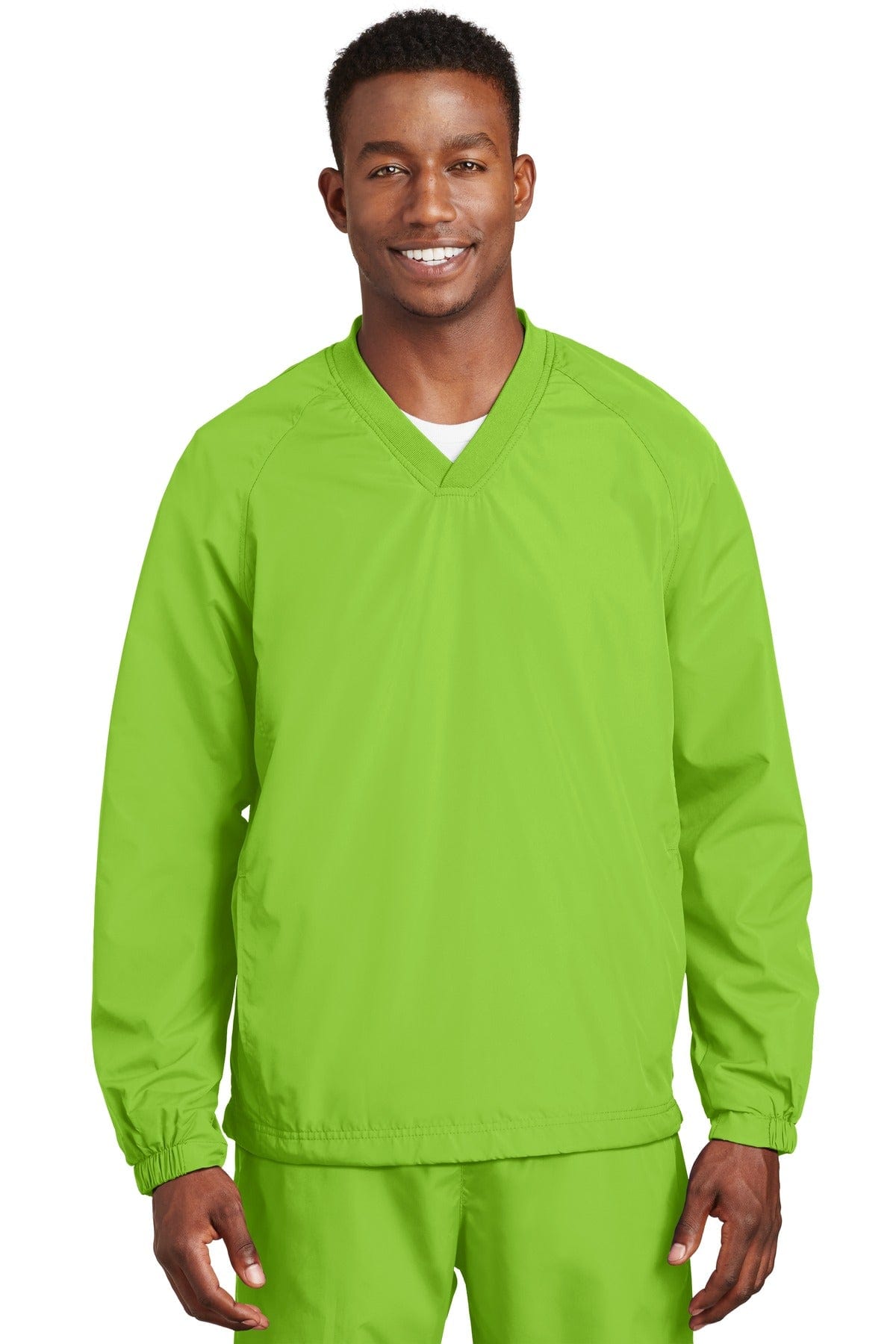 Sport-Tek Outerwear 6XL / Lime Shock Sport-Tek V-Neck Raglan Wind Shirt. JST72, Basic Colors