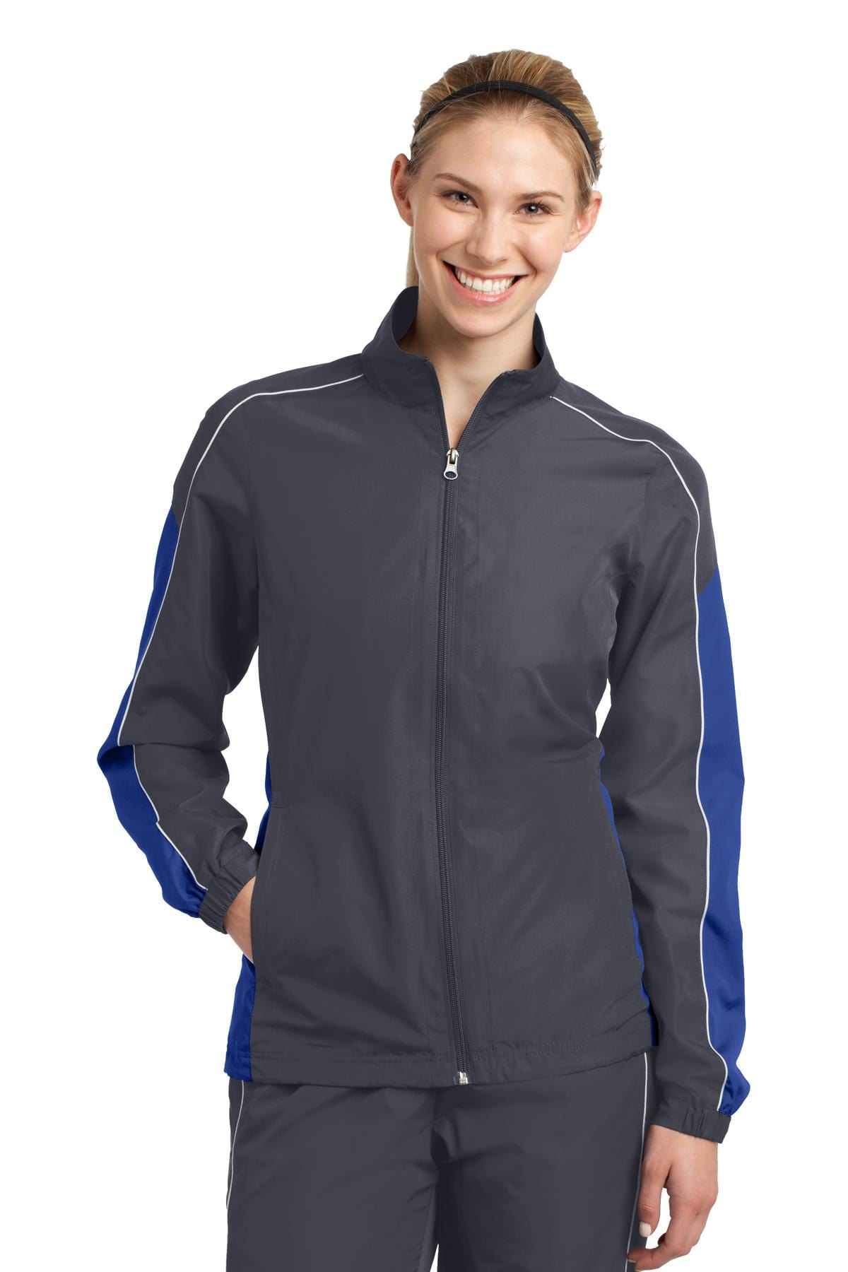 Sport-Tek Outerwear DISCONTINUED  Sport-Tek ®  Ladies Piped Colorblock Wind Jacket. LST61