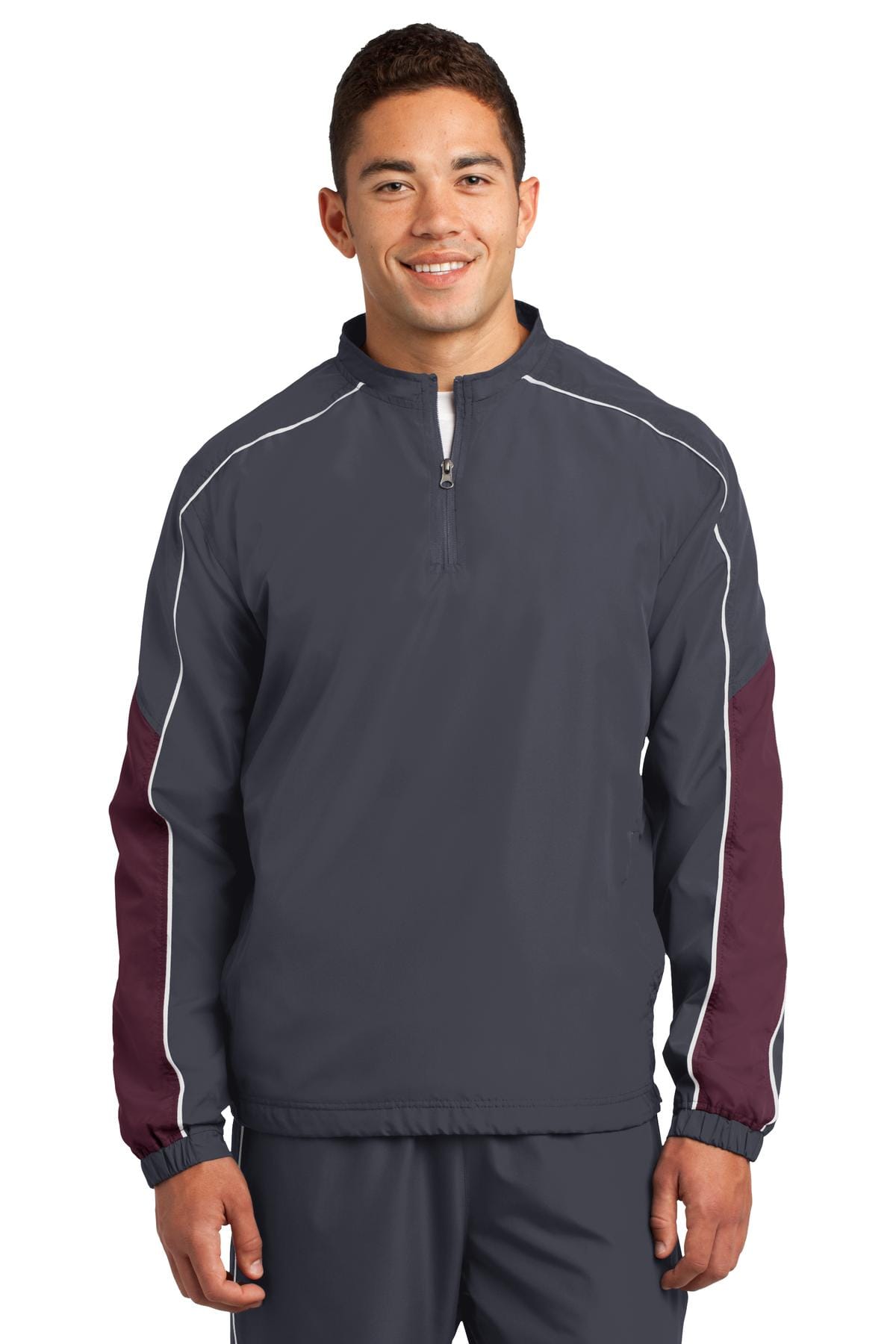 Sport-Tek Outerwear DISCONTINUED  Sport-Tek ®  Piped Colorblock 1/4-Zip Wind Shirt. JST64
