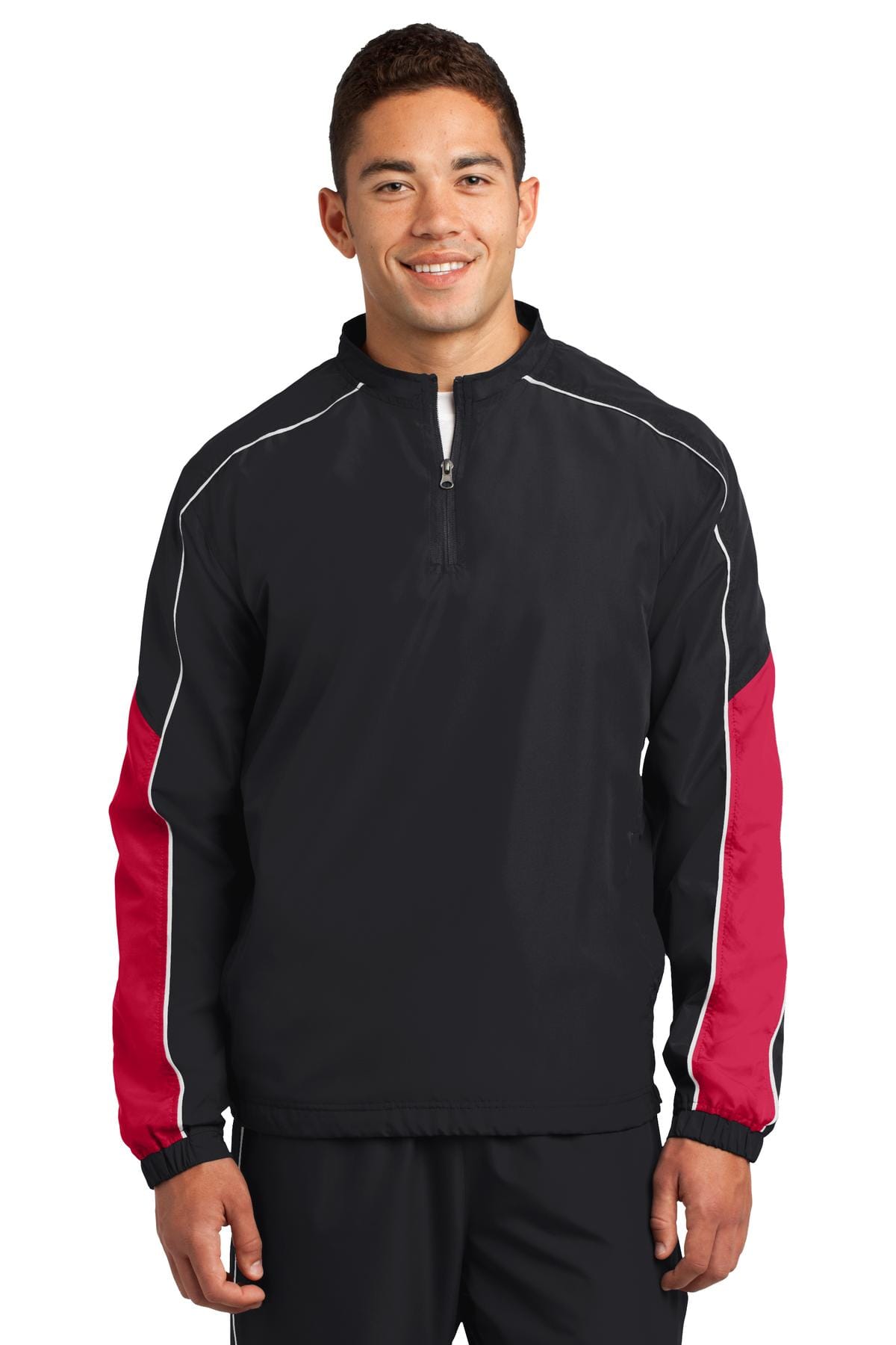 Sport-Tek Outerwear DISCONTINUED  Sport-Tek ®  Piped Colorblock 1/4-Zip Wind Shirt. JST64