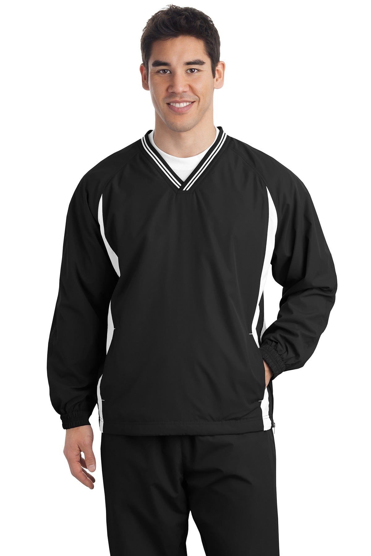 Sport-Tek Outerwear DISCONTINUED  Sport-Tek ®  Tall Tipped V-Neck Raglan Wind Shirt. TJST62