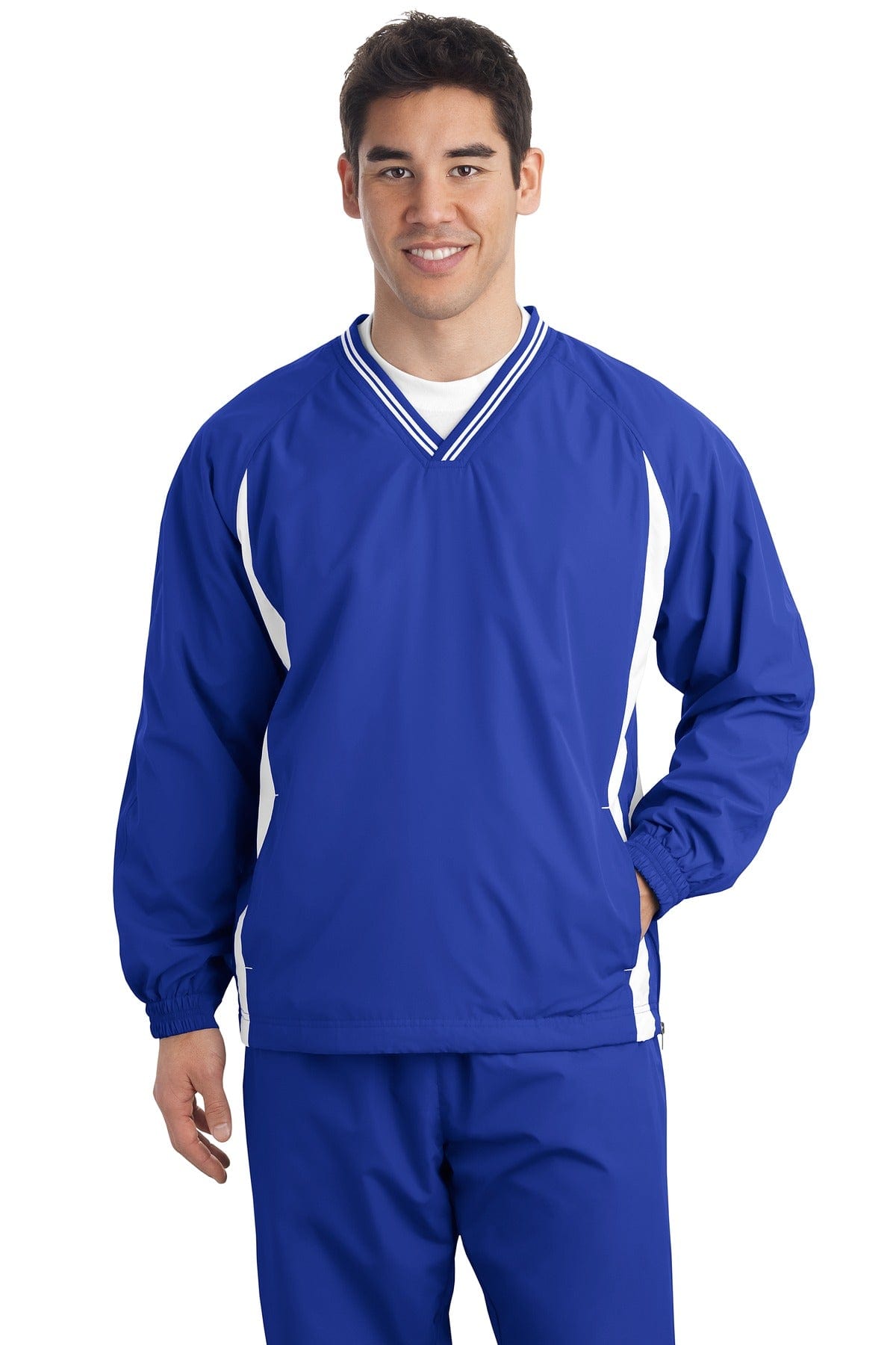 Sport-Tek Outerwear DISCONTINUED  Sport-Tek ®  Tall Tipped V-Neck Raglan Wind Shirt. TJST62