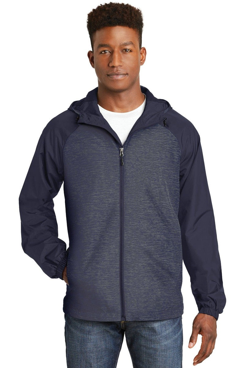 Sport-Tek Outerwear Sport-Tek JST40: Heather Colorblock Raglan Hooded Wind Jacket