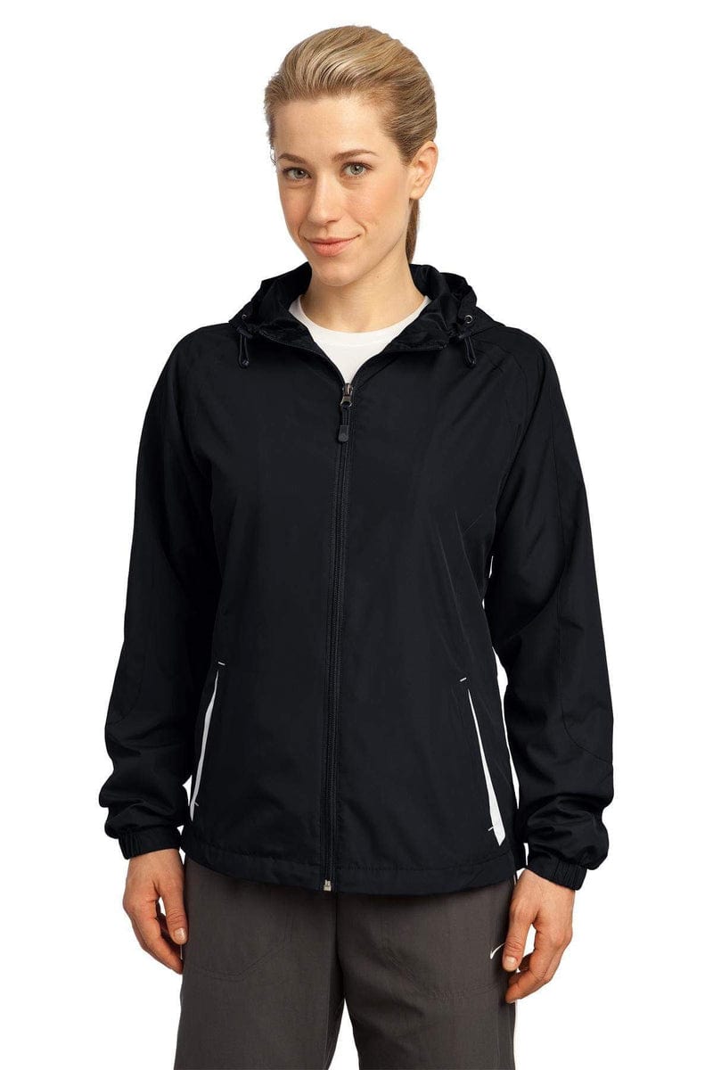 Sport-Tek Outerwear Sport-Tek ®  Ladies Colorblock Hooded Raglan Jacket. LST76