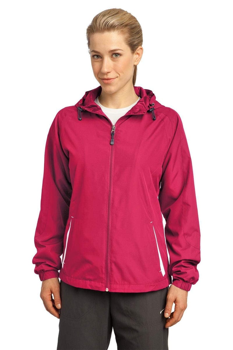 Sport-Tek Outerwear Sport-Tek ®  Ladies Colorblock Hooded Raglan Jacket. LST76