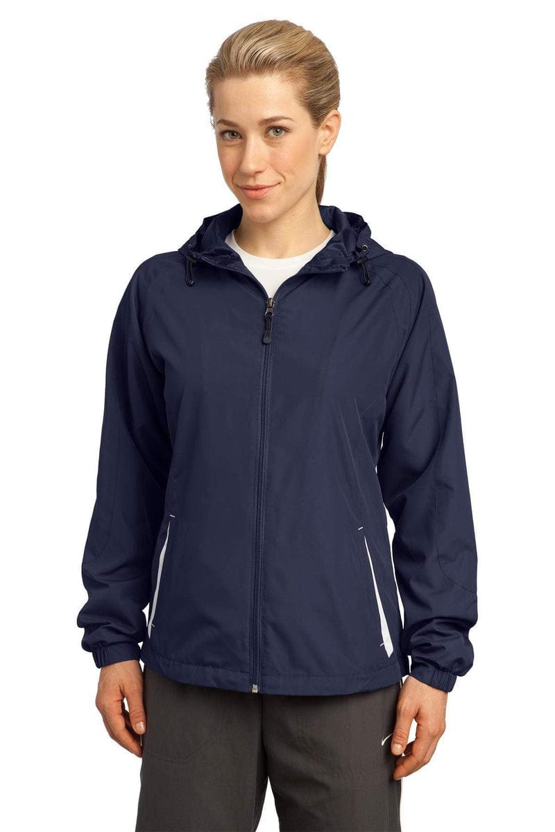 Sport-Tek Outerwear Sport-Tek ®  Ladies Colorblock Hooded Raglan Jacket. LST76