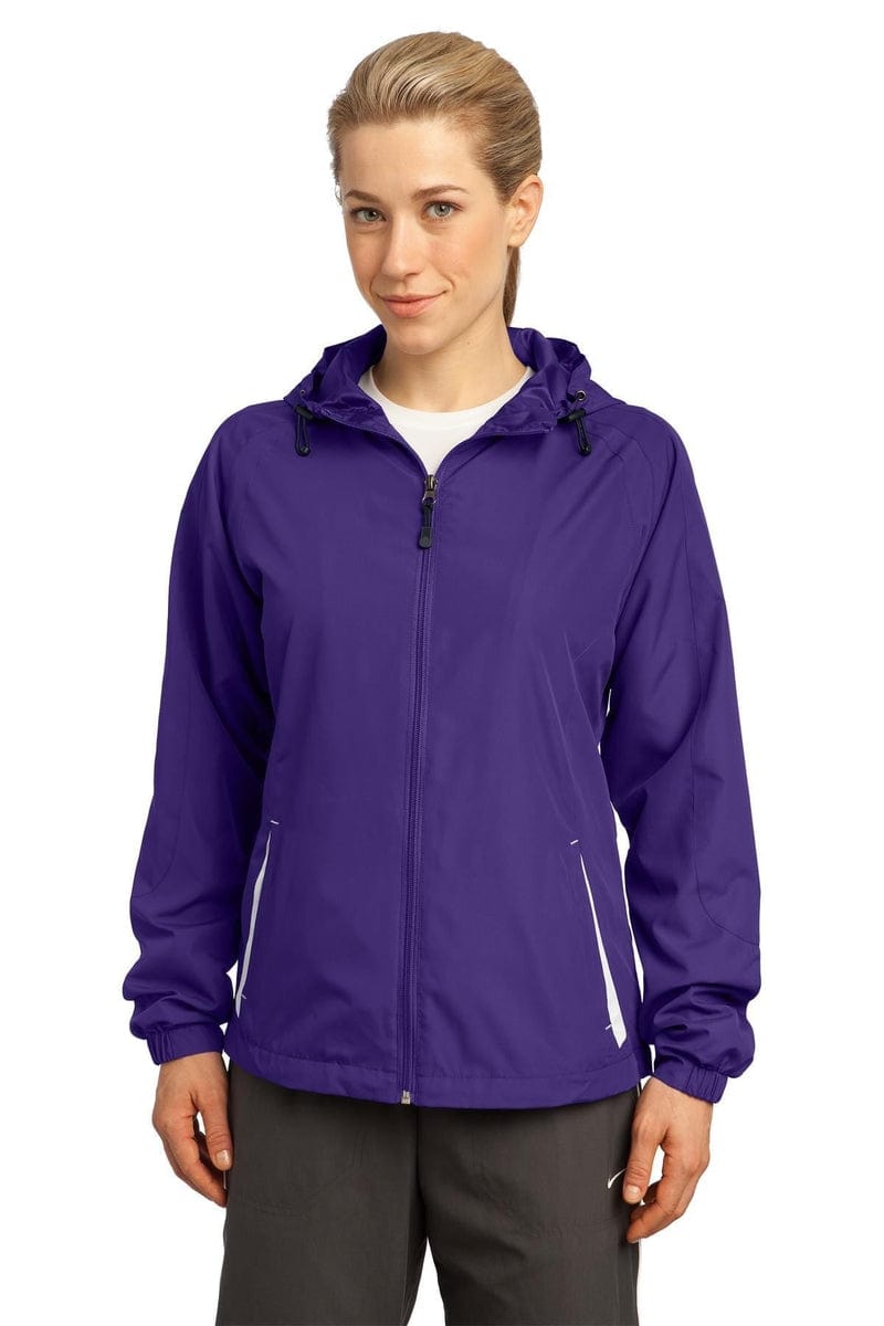 Sport-Tek Outerwear Sport-Tek ®  Ladies Colorblock Hooded Raglan Jacket. LST76